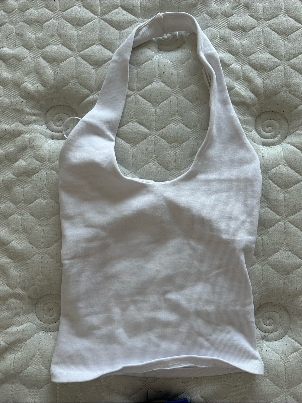 Zara White Ribbed Halter Crop Top